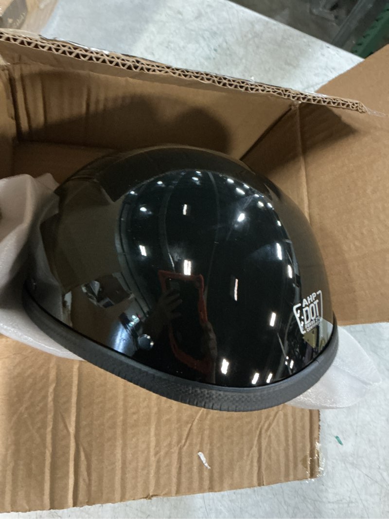 Condition photo showing Good Condition for motorcycle half helmet, dot approved adult men women retro open face helmets, helmet for adults, half shell helmet medium black
