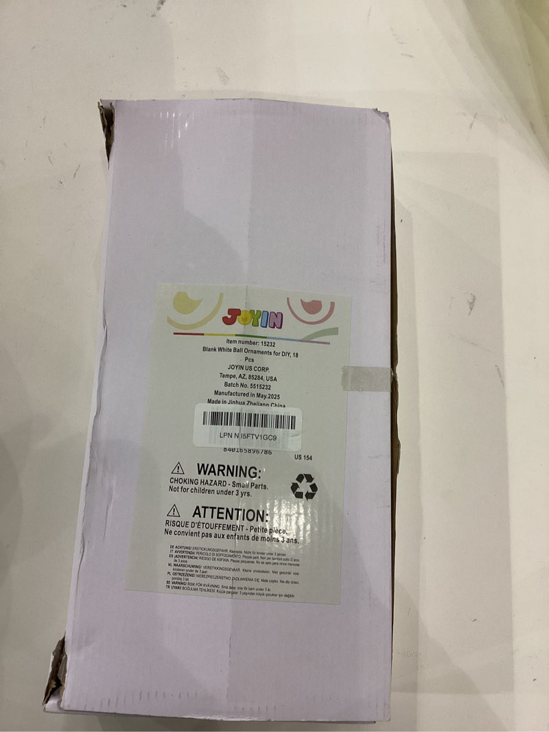 Condition photo showing New/Like New for JOYIN 18 Pcs Christmas Ball Ornaments Blank White, Ball Ornaments for DIY Art & Craft Christmas Tree Decoration Shatterproof for Xmas Party Favors Supplies Presents