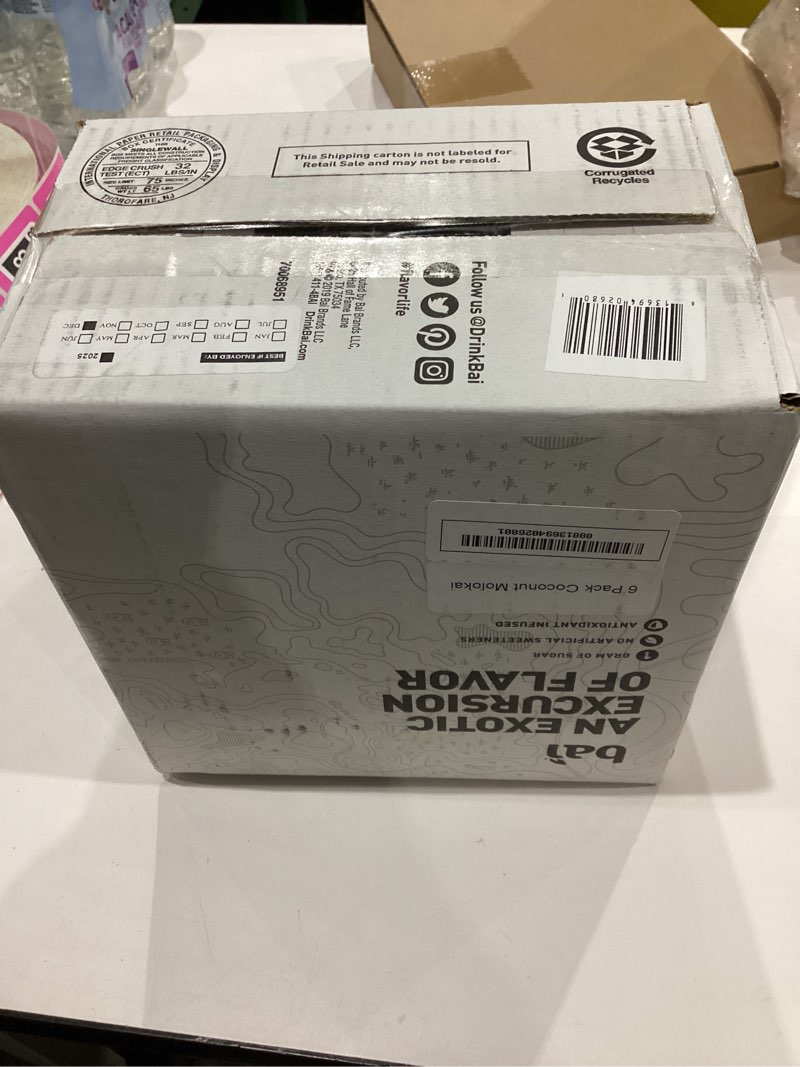 Condition photo showing New/Like New for Bai Antioxidant Infused Water Beverage, Molokai Coconut, with Vitamin C and No Artificial Sweeteners, 18 Fluid Ounce Bottle, 6 Pack Molokai Coconut 6 Pack