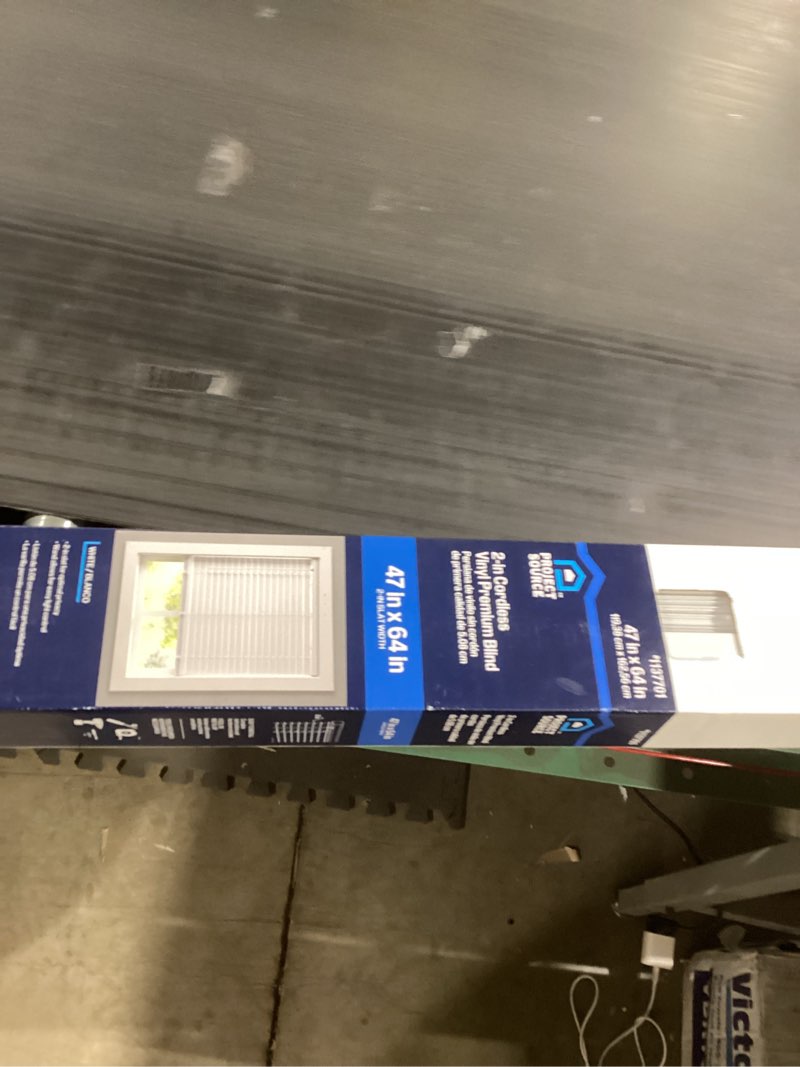 Condition photo showing Good Condition for Project Source Premium 2-in Slat Width 47-in x 64-in Cordless White Vinyl Room darkening