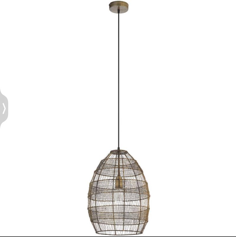 1-Light Brass Pendant with Oversized Woven Shade