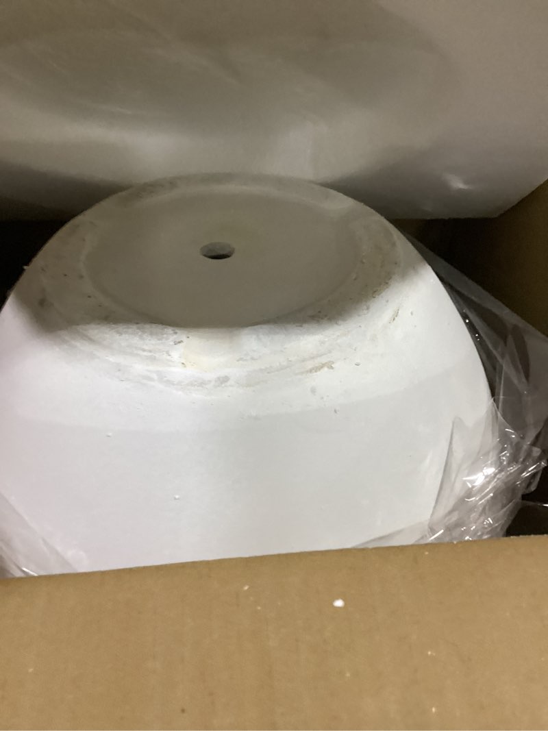 Condition photo showing Good Condition for kante tall concrete planter, 21.7-inch height white large indoor outdoor plant pot with drainage hole for patio garden home, modern decor for flowers and tree white 21.7"h