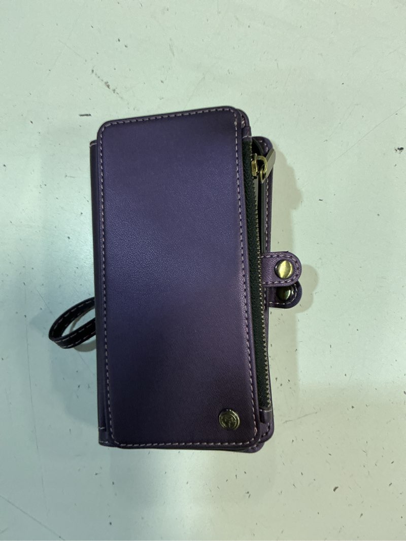 Condition photo showing Good Condition for defencase compatible with iphone 17 case wallet with rfid blocking card holder for women and men, fashion pu leather magnetic snap flip zipper strap wallet phone case for iphone 17 6.3", purple