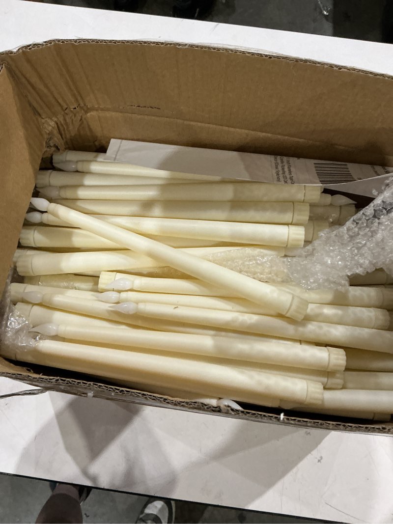 Condition photo showing As Is for retisee 220 pcs 11 inch flameless taper candles led candles bulk battery operated taper candle flickering led candlesticks for valentines birthday wedding party decor (classic style,ivory) classic style ivory 220