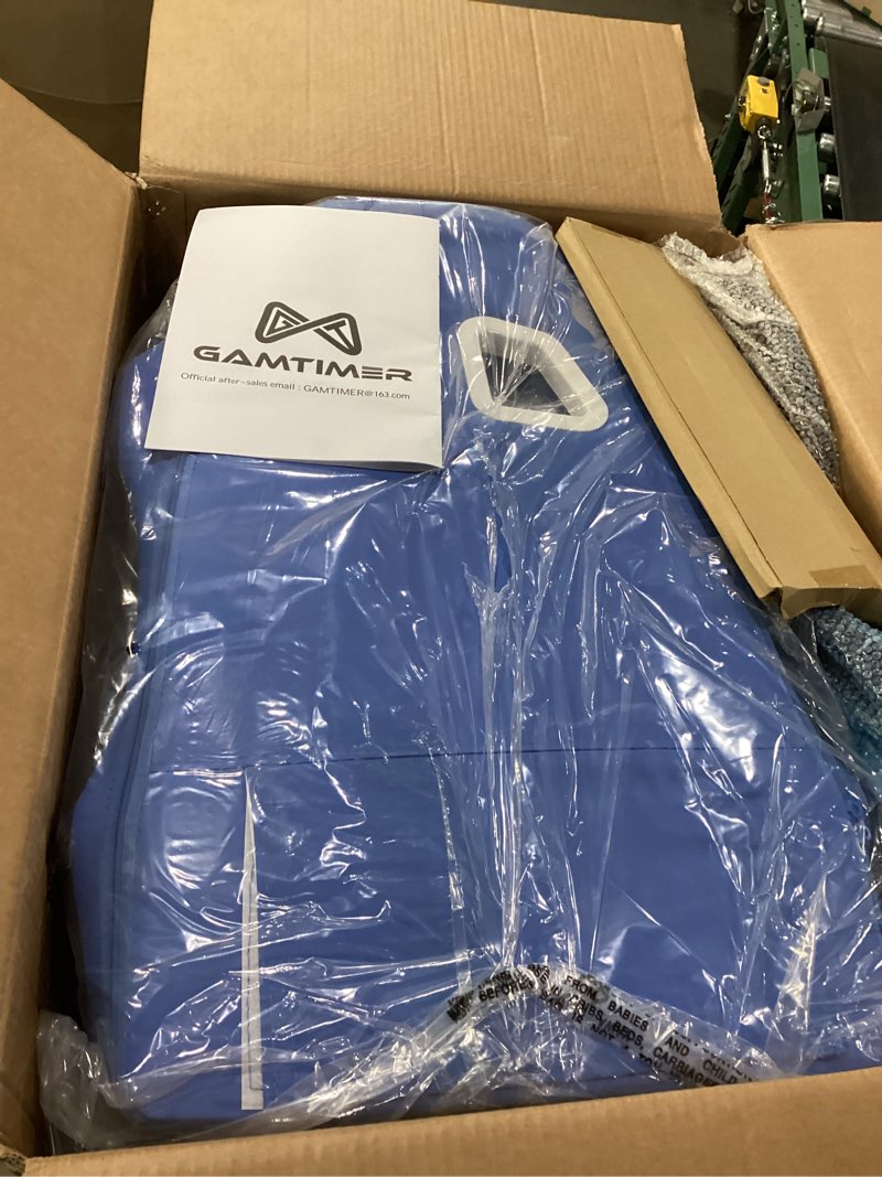 Condition photo showing New/Like New for gaming chair, 400 lbs adult chair, high back computer chair with footrest and linked armrests, office video game chair with lumbar support (blue)