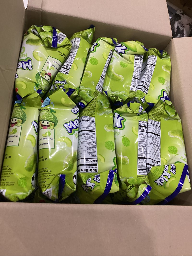 Condition photo showing Good Condition for nongshim melon kick puff snack - sweet and crispy corn puff with creamy melon flavor - crunchy and smooth fruit puff, light korean snack, 1.58 oz (pack of 20), best by 6/2026