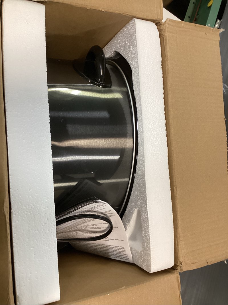 Condition photo showing New/Like New for Crock-Pot Large 8-Quart Programmable Slow Cooker with Auto Warm Setting Black Stainless Steel