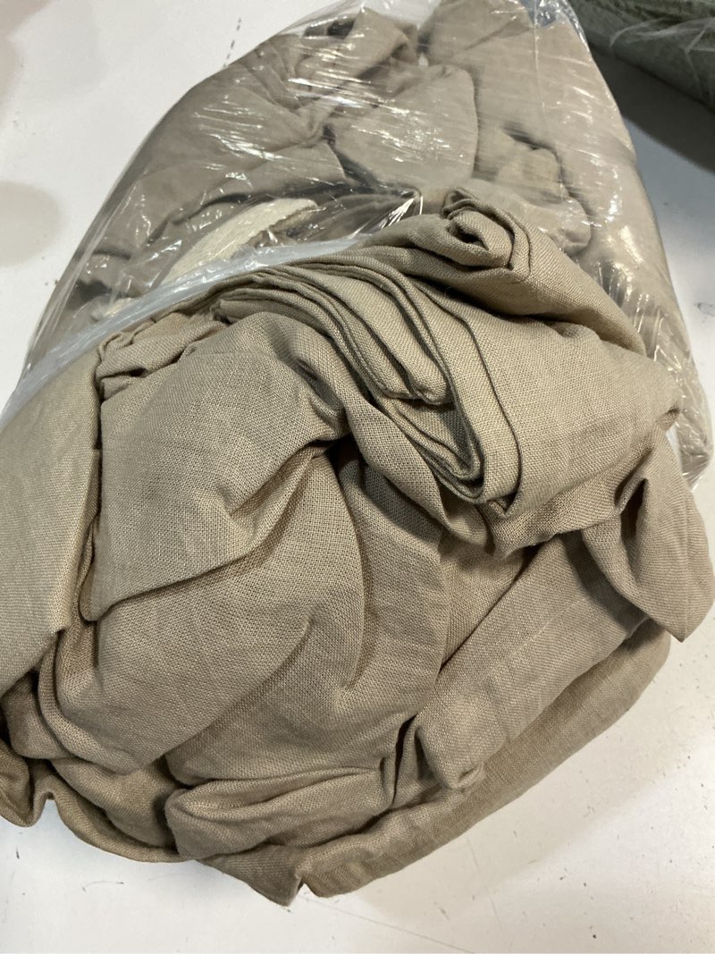 Condition photo showing As Is for quince european linen duvet cover set, king/cal king, toffee