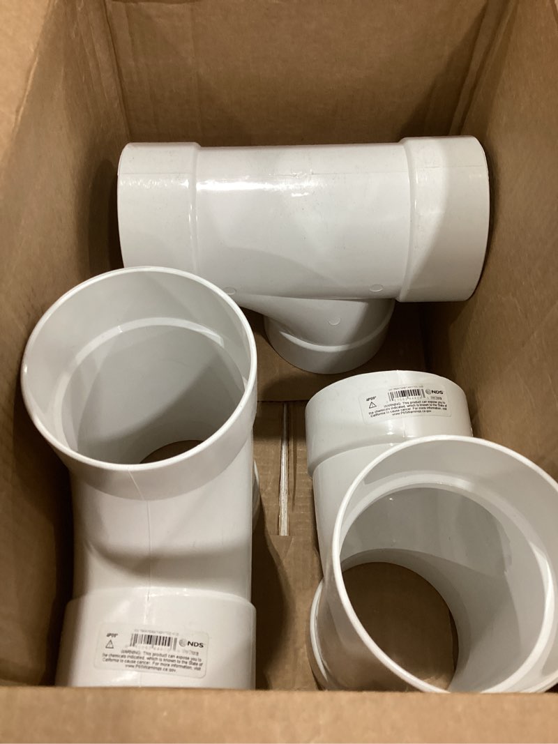 Condition photo showing Good Condition for NDS 4P09 PVC S&D Sanitary Tee, 4-Inch - Hub X Hub Connections for 4-Inch Sewer and Drain Pipe, White 1 Count (Pack of 1)