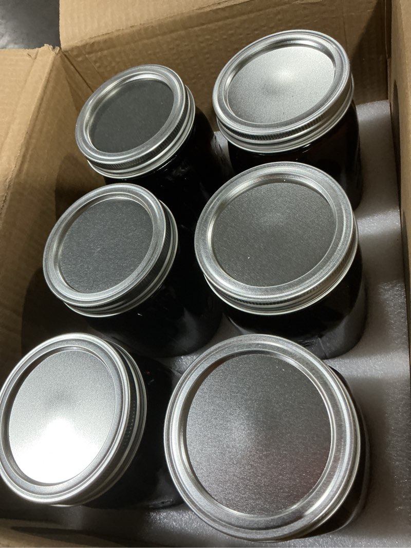 Condition photo showing Good Condition for eleganttime Amber Glass Mason Jars 32 oz Wide Mouth with Airtight Lids and Bands 6 Pack Large Glass Canning Mason Jars Quart,Great for Canning Jar Pickle Fermenting Jam Jar Amber glass jar