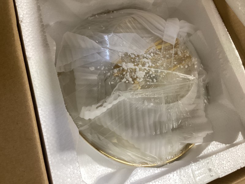 Condition photo showing Good Condition for tosnail set of 2 porcelain cupcake stand ceramic dessert stand tiered serving trays with gold rod, 3 tiers and 2 tiers cake stand party serving trays fruit pastry holders for wedding and party