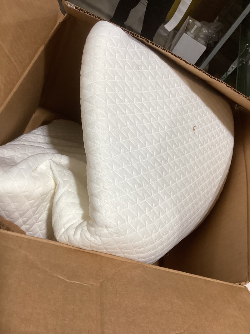 Condition photo showing As Is for Knee Pillow for Back Sleeping, 8” Knee Wedge Pillow to Elevate Knee, Leg Pillow for Back Pain Relief, Triangle Pillow, Leg Elevation Pillows for After Surgery, Blood Circulation, White/Grey