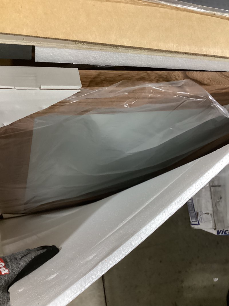 Condition photo showing New/Like New for bathroom mirror for wall with wooden frame, 36"x24" solid wood vanity mirror for farmhouse, bathroom, bedroom decor, vertical or horizontal hanging brown 36"l x 24"w