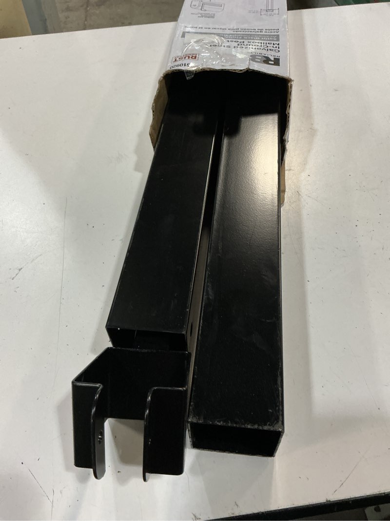 Condition photo showing As Is for reliabilt black steel mount mailbox post