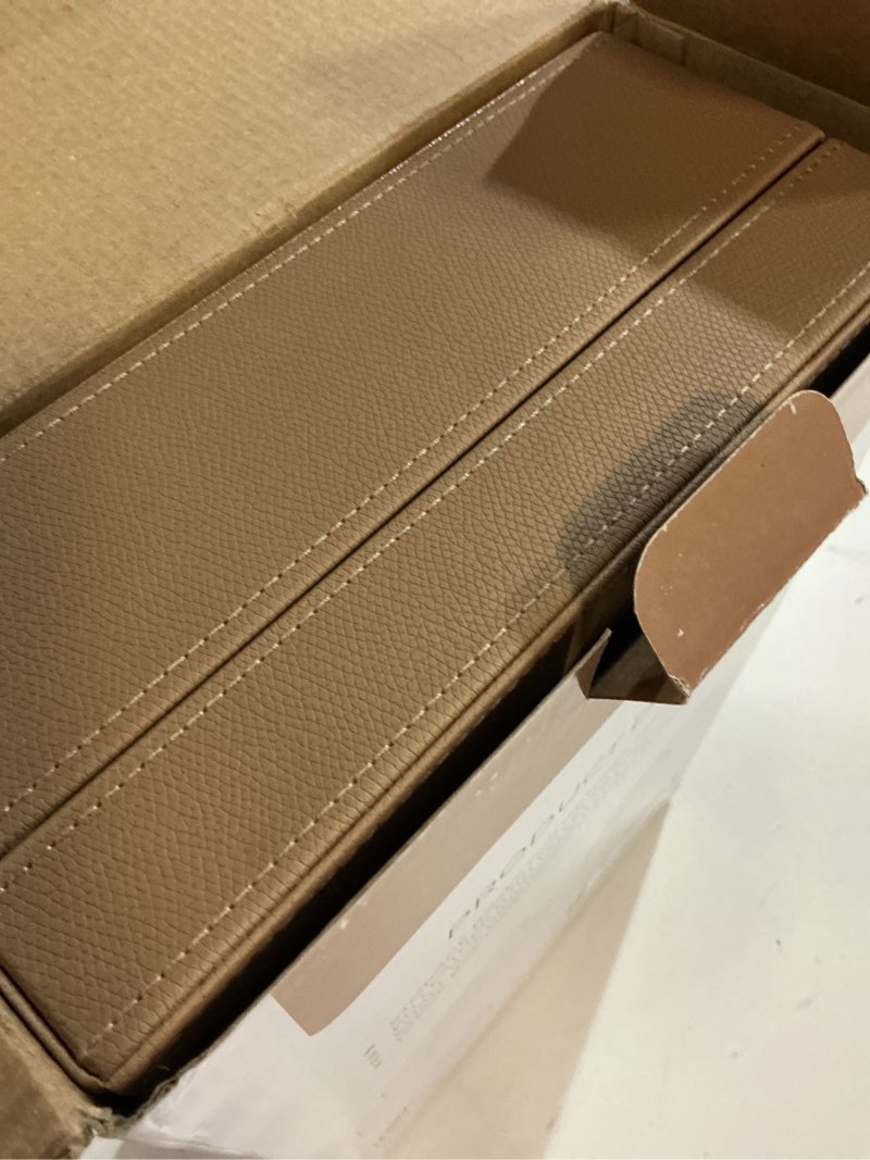Condition photo showing Good Condition for zicoto decorative storage boxes with lids – set of 2 beautiful pu leather organizer bins for your bookshelf home decor - safely store photos, documents and memory box keepsakes in style brown