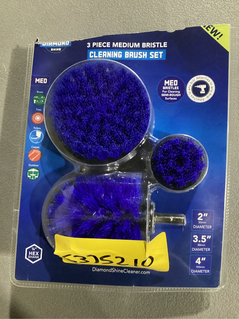 Condition photo showing Good Condition for diamond shine drill brush 3-pack nylon scrub brush