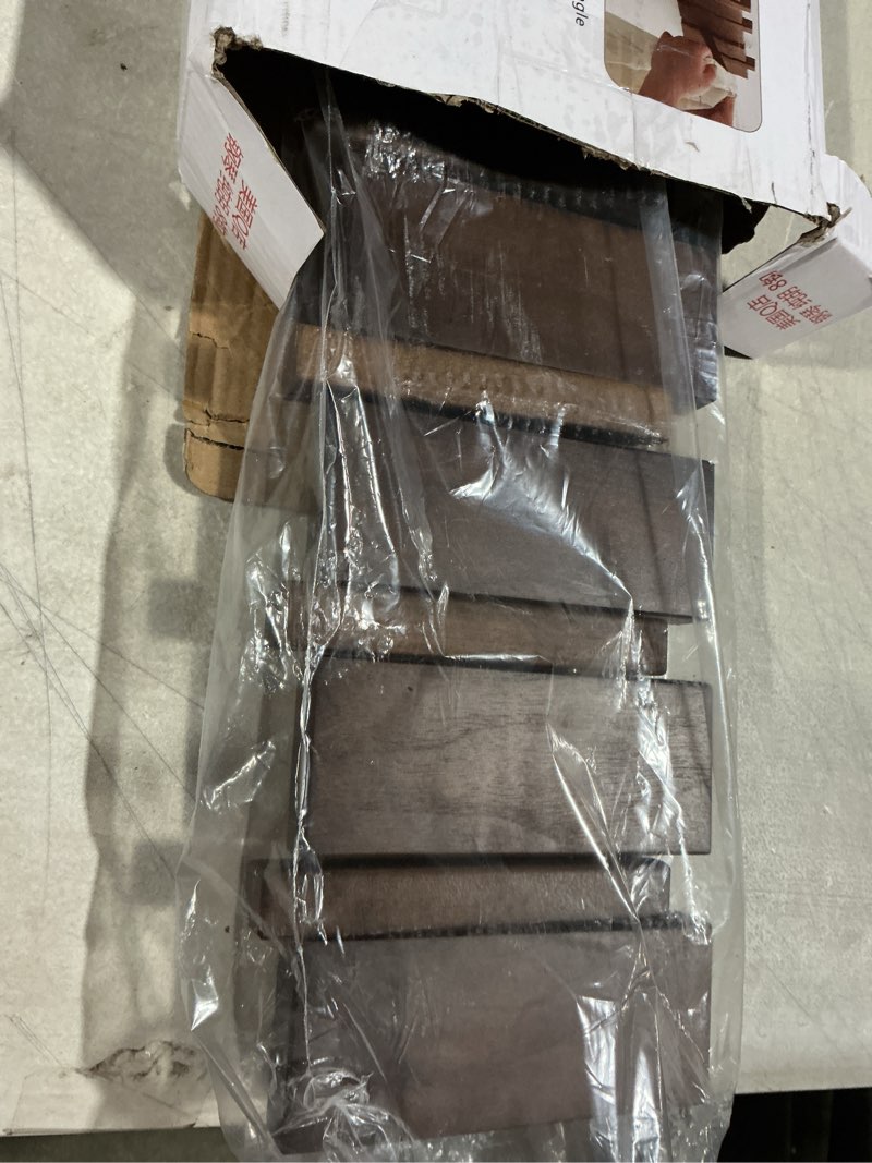 Condition photo showing As Is for quellance wood coat rack wall mount, coat hooks hanger wall mounted, heavy duty wall coat rack with 8 hooks for hanging coats/keys/hats/robe&towels/plants/bags, walnut