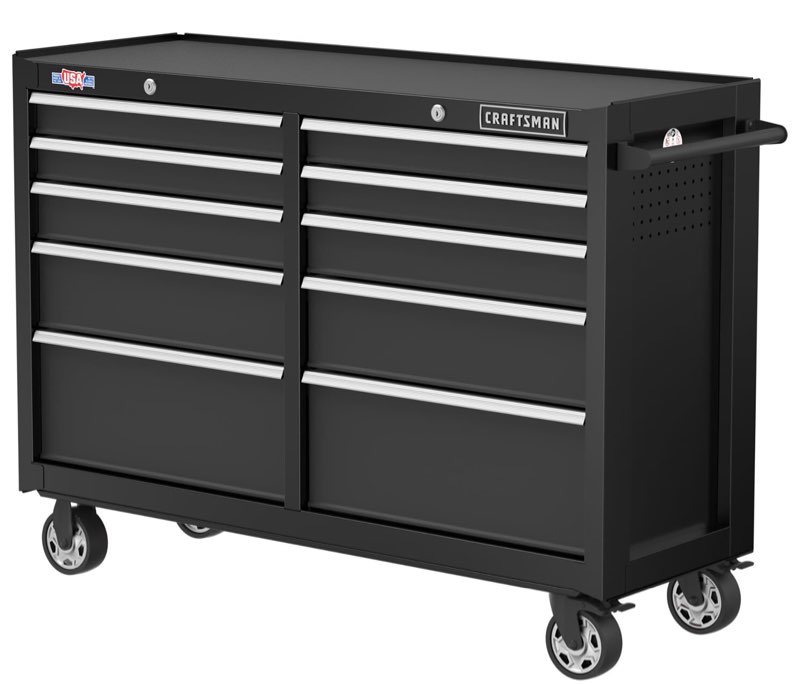 craftsman 2000 series 52-in w x 38.05-in h 10 -drawer steel rolling tool cabinet ( black )