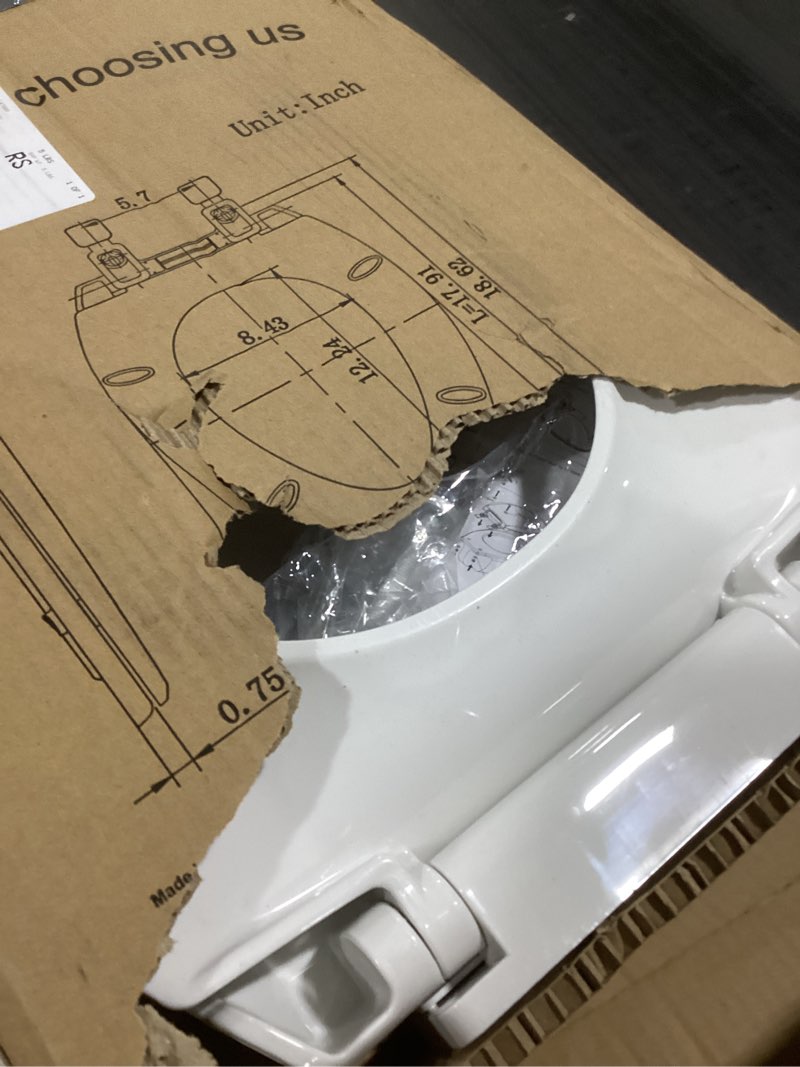 Condition photo showing Good Condition for Aünsffer Toilet Seat Elongated Toilet Seat 18.5inch, Soft Close Toilet Seat Easy Clean, Oval V-Shaped Toilet Lid for Home Use, White PP Material, 2 Year Support White Elongated 18.5inch