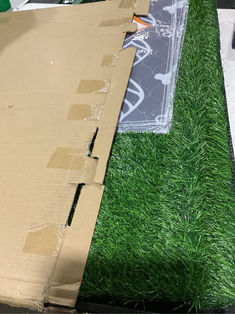 Condition photo showing Good Condition for loobani large dog grass pad with tray - 35x23in dog litter box with 2 artificial grass patch + 2 washable pee pads - quickly absorbency indoor outdoor potty for patio balcony apartment use