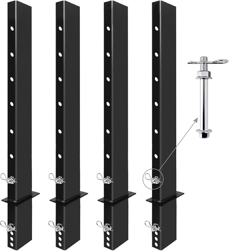 SALUINOKI 4 Pack 54 inch C Channel Pipe Stake for Flatbed Trailer Hauler Adjustable Bolt-On Anti-Los