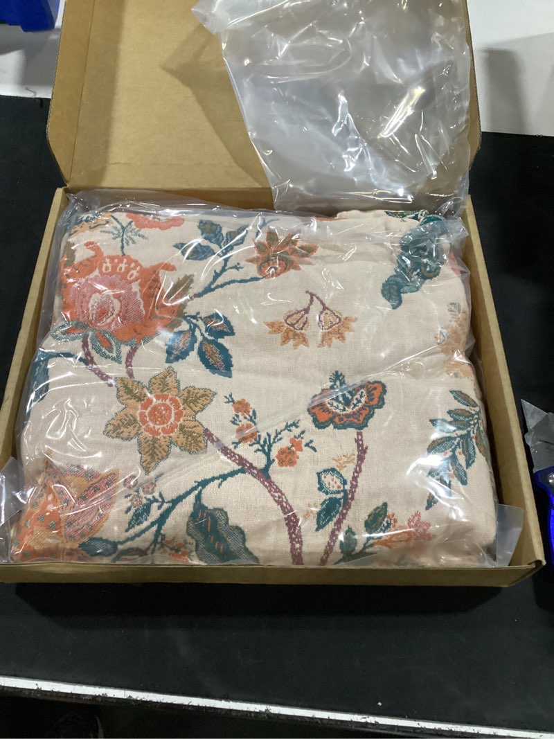 Condition photo showing Good Condition for bailix boho throw blanket for couch sofa bed, 100% cotton woven quilt with tassel 50”x60”, super soft muslin blanket with floral printed, decorative reversible bed blanket/cover for all seasons b - boho floral throw-50" x 60"