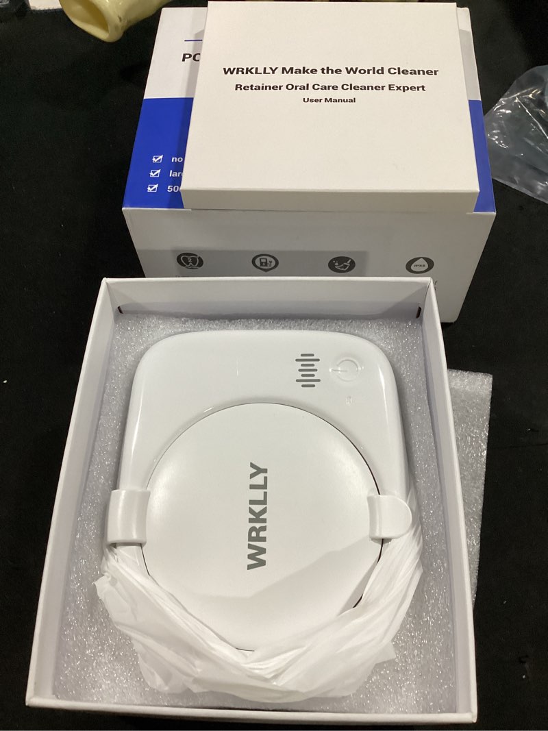 Condition photo showing Good Condition for cordless retainer cleaner machine, 50khz ultrasonic cleaning pod for aligners, night guards and mouth guards, rechargeable portable cleaner with 6 cleaning tablets babywhite