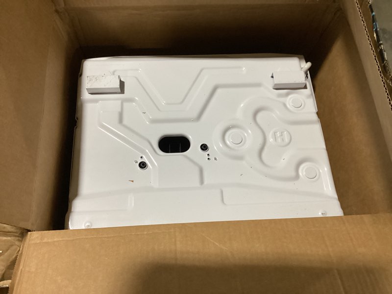 Condition photo showing As Is for ge 6,000 btu electronic window air conditioner, cools rooms up to 250 sq ft, digital controls with remote, energy saver mode, 24hr timer, easy install kit included, white new 6,000 btu electronic controls white