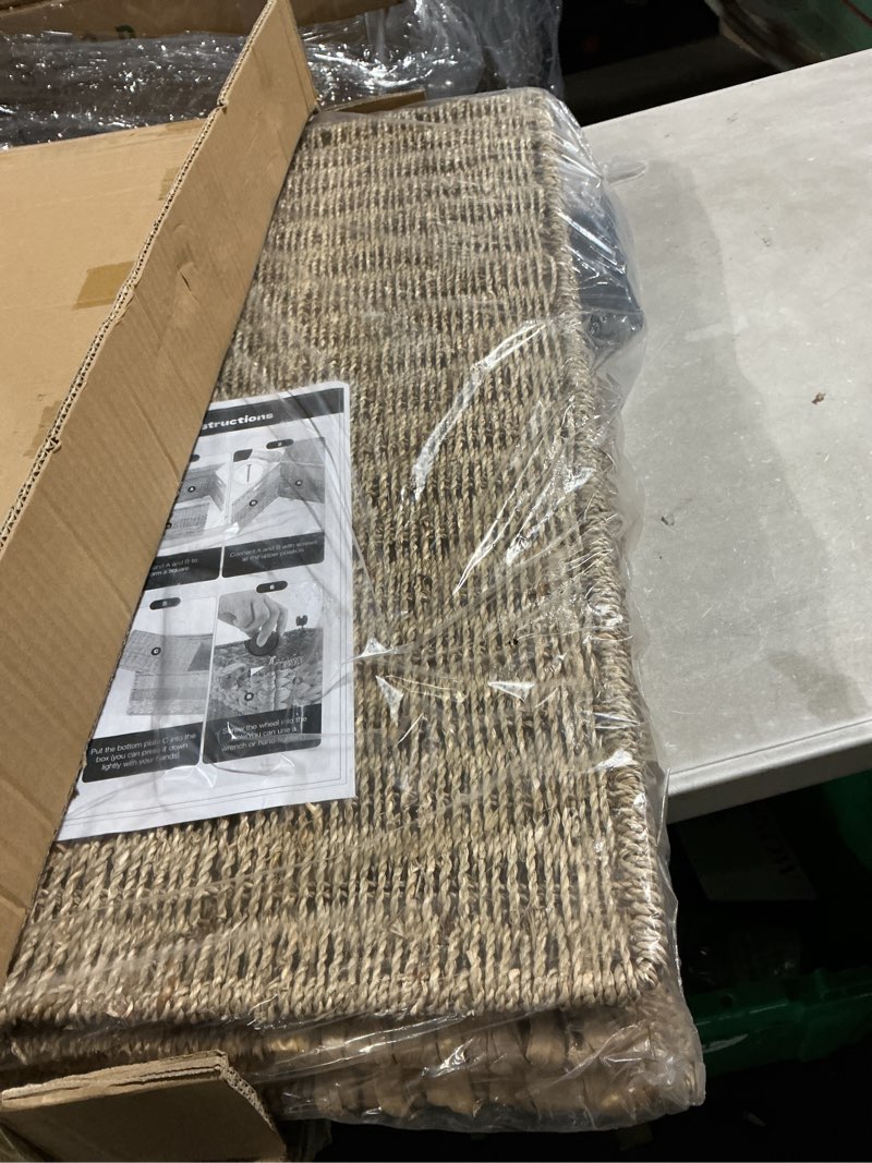 Condition photo showing Good Condition for rolling storage basket with lid, 47.6 gallon (180l) storage bin with wheels, woven rattan blanket storage basket with handles, foldable, metal frame, removable liner for bedroom, laundry room, natural