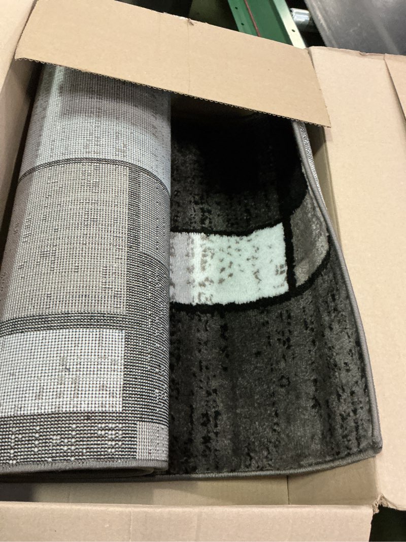 Condition photo showing New/Like New for Rugshop Contemporary Modern Boxes Runner Rug 2' x 10' Gray Grey 2' x 10' (Rectangular)