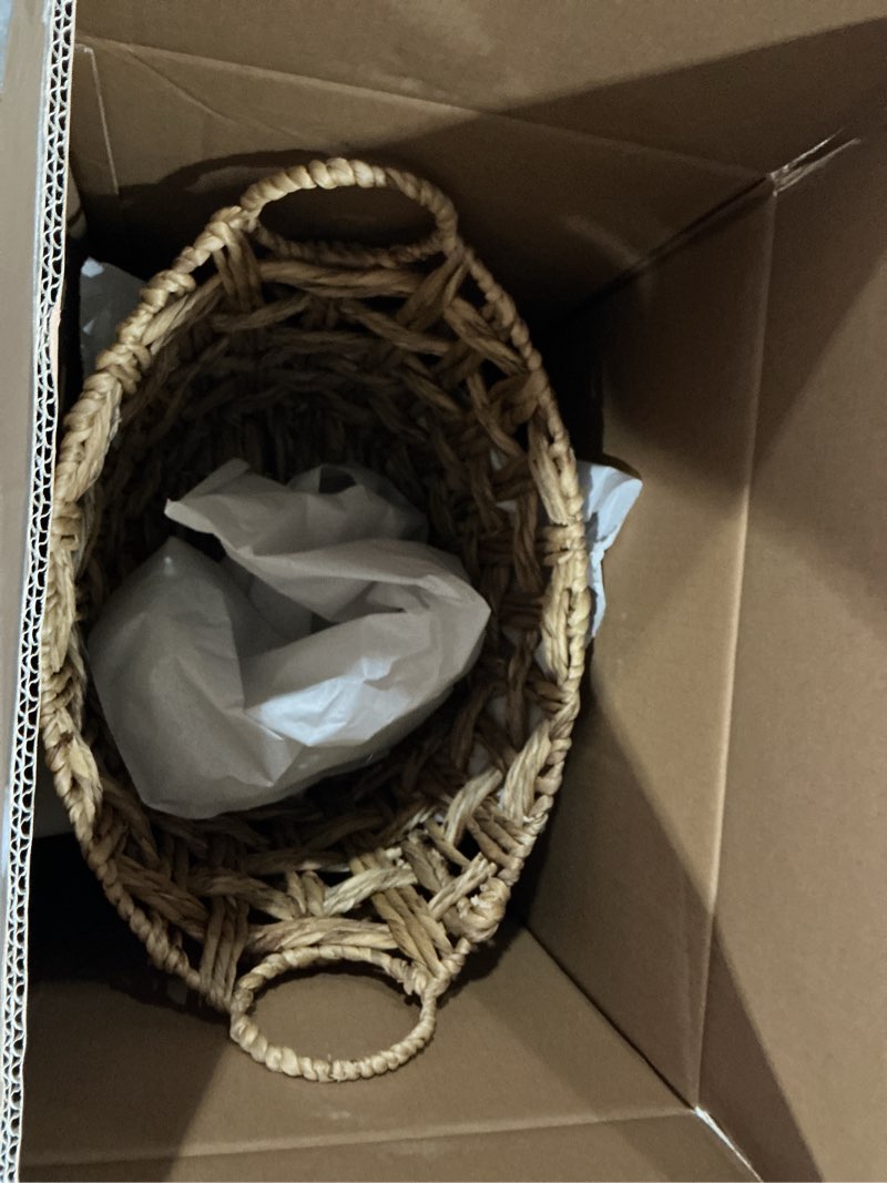 Condition photo showing New/Like New for better homes & gardens extra large hyacinth twist boat storage basket with handles  2 pack