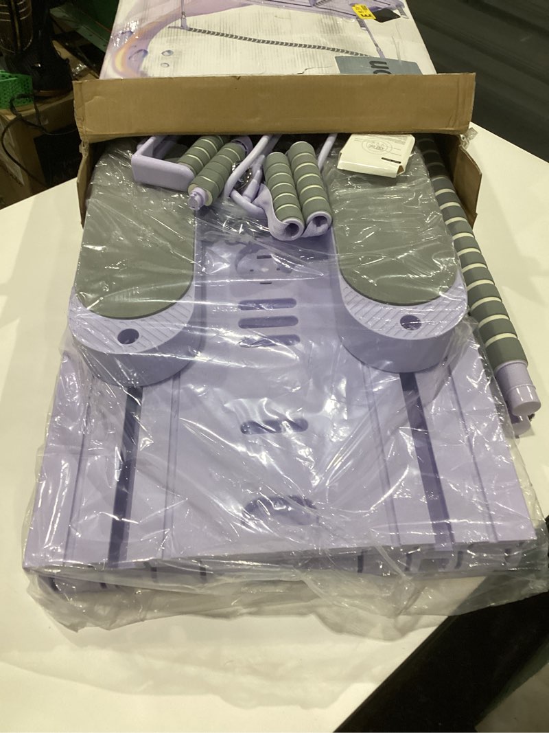 Condition photo showing As Is for pilates board set - pilates reformer, multi-foldable pilates reformer set, portable pilates reformer, trainer machine for home workout with timer, ab, core, fitness, exercise (purple)