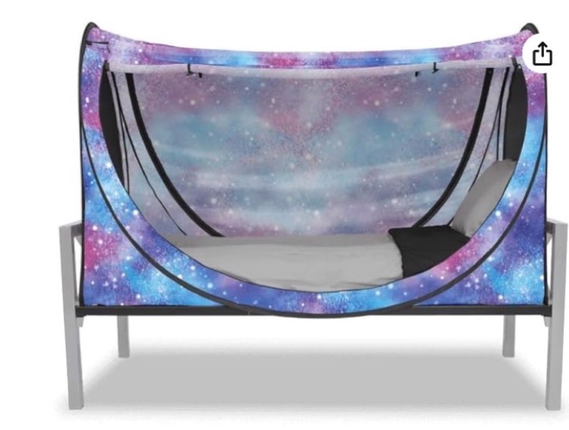Privacy Pop up Eclipse Bed Tent Bed Drapes (Unicorn Galaxy, Twin)