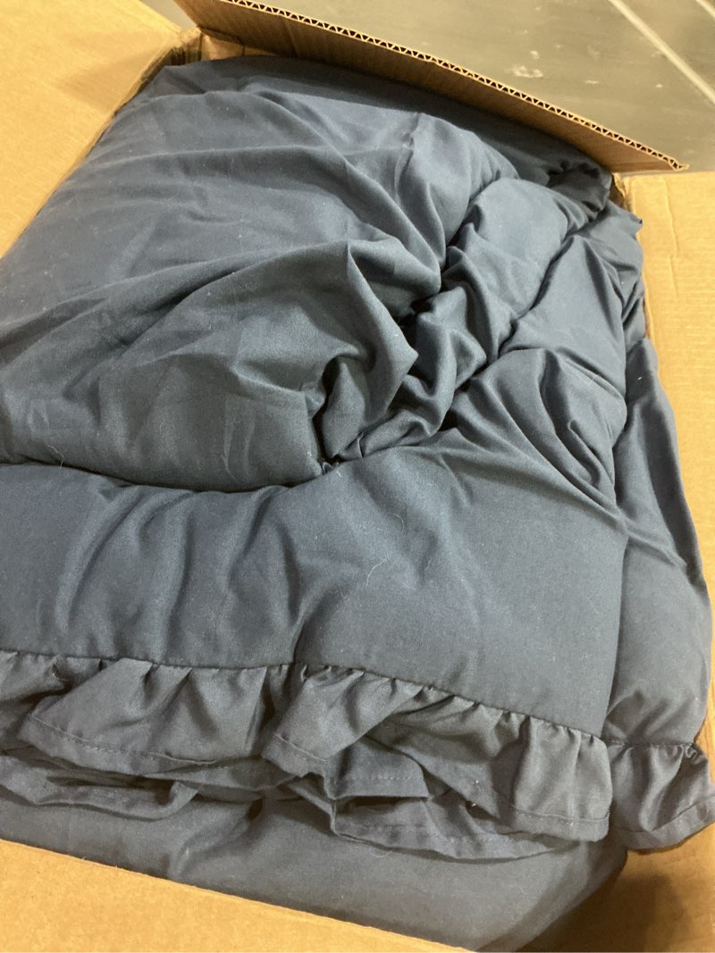 Condition photo showing As Is for HARBOREST King Comforter in Navy - 3-Piece Shabby Chic Bedding for King Size Bed: Fluffy Comforter Set & 2 Pillow Shams, Suitable for All Seasons Navy King