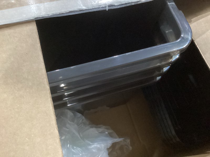 Condition photo showing Good Condition for 17 Qt Stackable Storage Bins with Lids, Black Clear Locking Plastic Storage Containers with Latches, Organizer Totes for Closet Pantry Bedroom Garage, Space Saving Nesting Storage Box?4 Pack?