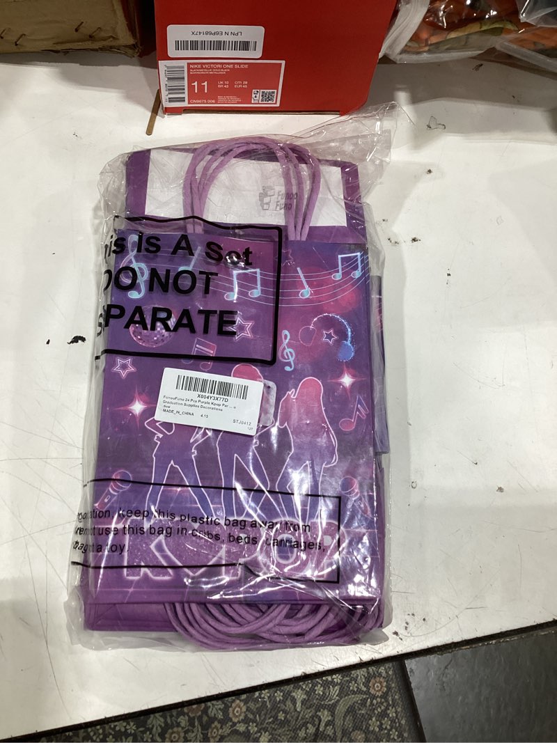 Condition photo showing Good Condition for funoofuno 24 pcs purple kpop party favors gift bags with handles kpop goodie candy party favor bags bulk kraft paper k pop music birthday concert disco graduation supplies decorations