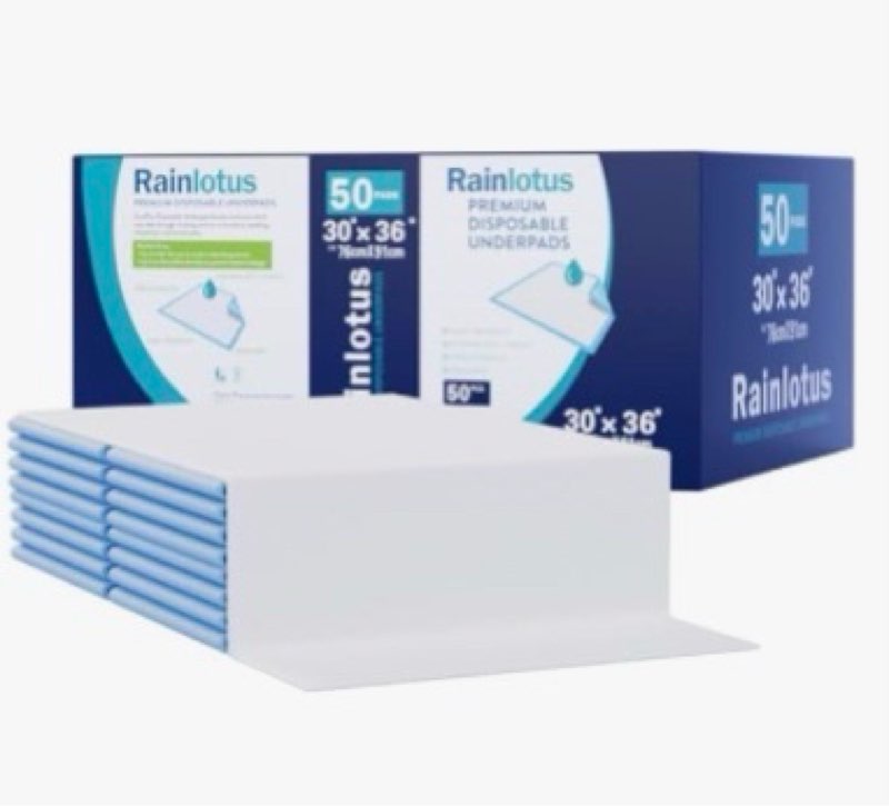 50 Count Super Absorbent Underpads,Rainlotus 30"x36" Leakproof & Quick-Dry Mats Ideal for Puppy Trai