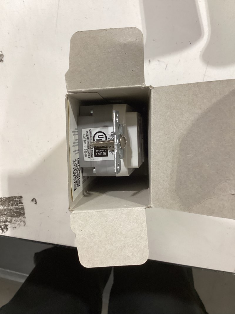 Condition photo showing As Is for Eaton 15 -Amp 125-volt GFCI Residential Decorator Outlet Receptacles , White