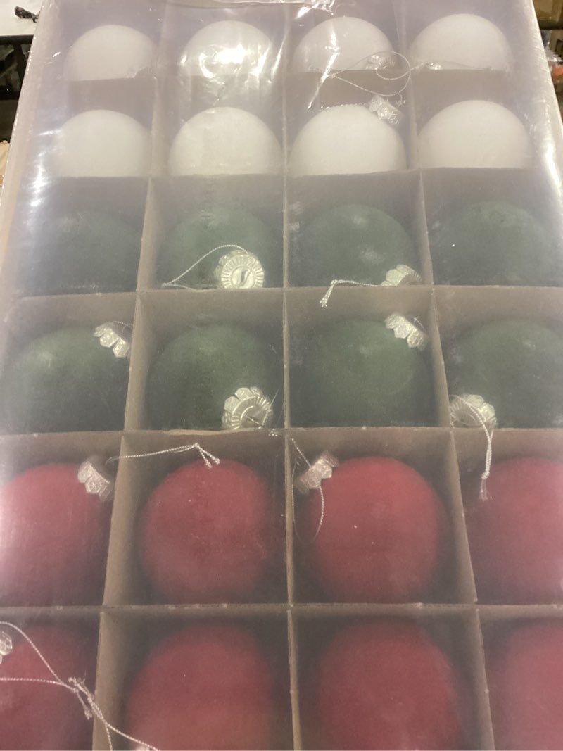 48 Pcs Velvet Christmas Balls Bulk 3.15 Inch Flocked Ball Ornaments Xmas Plastic Decorative Hanging Ornaments for Holiday Party Christmas Tree Decorations 