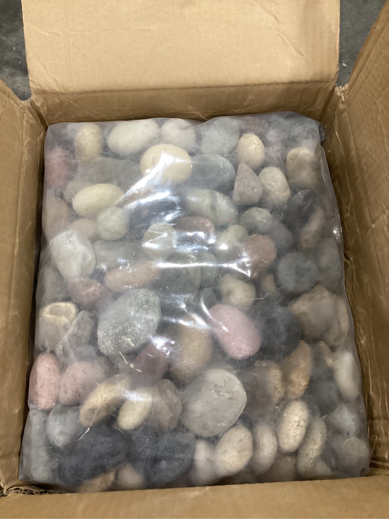 Condition photo showing Good Condition for fantian 40 lbs garden rocks pebbles, 2-3 inch decorative large river rocks for landscaping, painting, aquarium, plants, crafting, walkways and outdoor decorative stones 40 lbs, 2-3 inch mixed 1