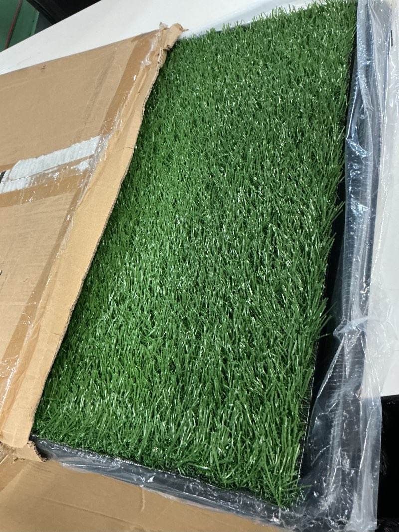 Condition photo showing Good Condition for petmaker artificial grass puppy pee pad for dogs and small pets with tray - 20x30 inches washable 3-layer reusable indoor dog potty grass training pad, easy clean pet housebreaking potty solution large 3-layer system