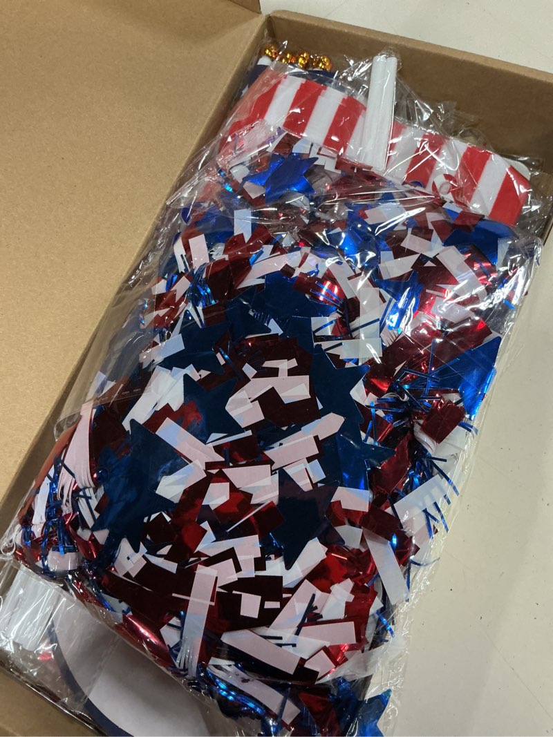 Condition photo showing Good Condition for 4th of july decorations, 46 pcs patriotic parade decor kit for golf cart | red white and blue patriotic decorations for bikes, boats and floats