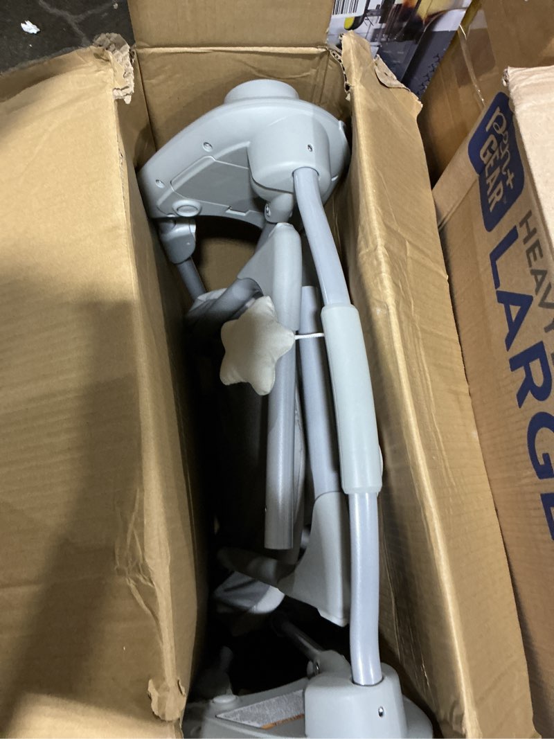 Condition photo showing Good Condition for graco slim spaces compact baby swing, space saving portable bay swing with height adjustable legs & soft toys, reign