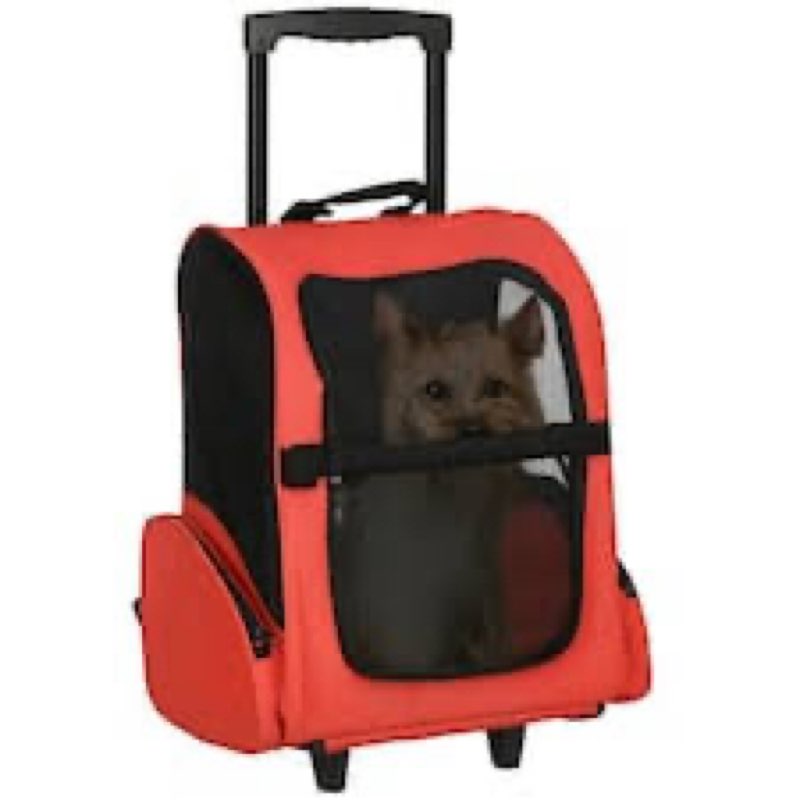 pet trolley bag cat dog travel bag portable & breathable pet carrier backpack - lightweight dual-sho