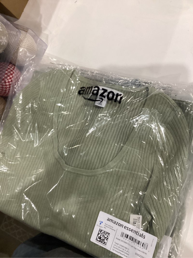 Condition photo showing New/Like New for Amazon Essentials Women's Long-Sleeve Sweater Fine Gauge Stretch Scoop Neck, Available in Plus Sizes Small Light Sage Green