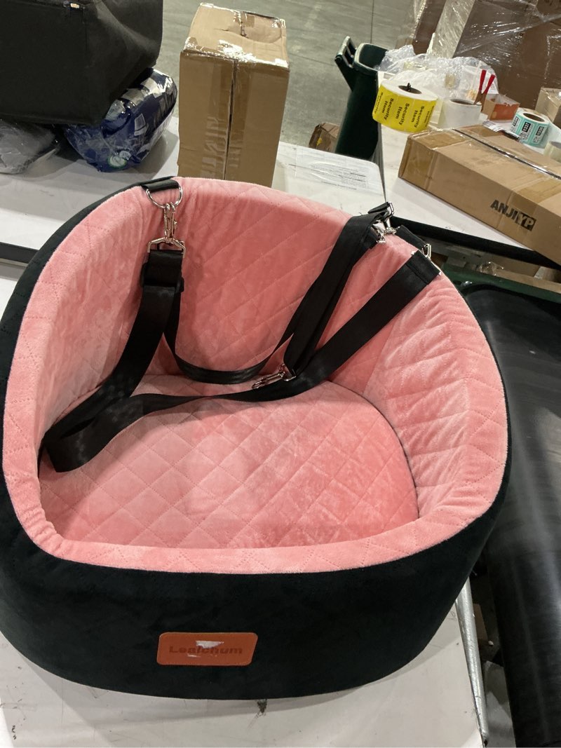 Condition photo showing As Is for lealchum dog booster car seat for s/m dogs up to 35lbs,soft 6in elevated cushion,fits in front/back seat,fully detachable and washable,2 storage pockets & 3 straps,easy to install (black/brown,medium) black/brown medium