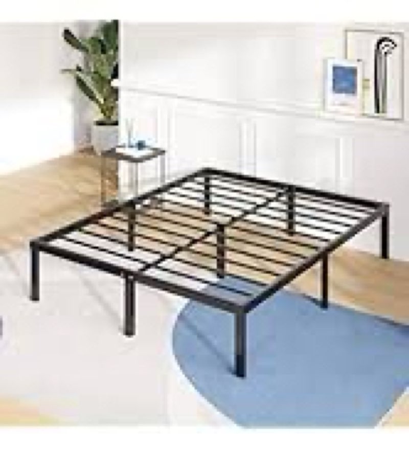 Avenco Metal Platform Bed Frame Queen Size 18 Inch – Noise Free Quiet Design, Heavy Duty Steel Suppo