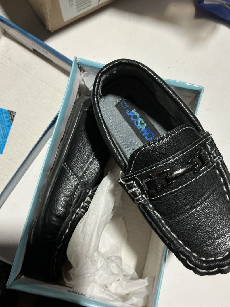 Condition photo showing Good Condition for josmo boys moccasin driving loafers - casual dress penny slip on boat shoes (sizes: 5-10 toddlers / 11-13 little kids / 1-5 big kids) 8 toddler black patent