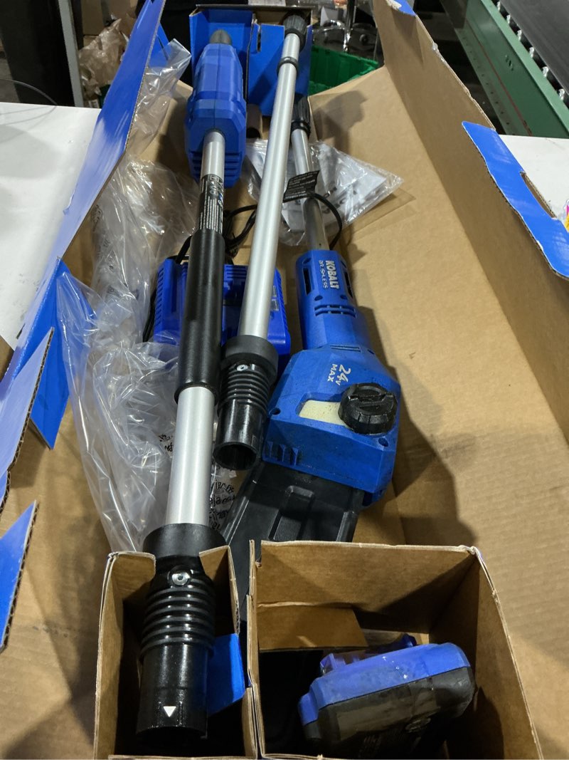 Condition photo showing As Is for kobalt 24-volt 8-in 2 ah pole saw (battery and charger included)