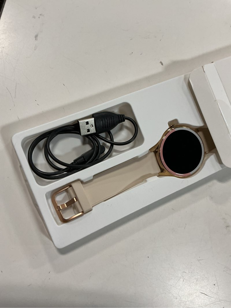 Condition photo showing Good Condition for toobur smart watch for women, 40mm hd smartwatch, compatible with android & ios, answer/make calls, fitness watch with step/calorie/hr tracker, ip68, gorgeous & comfy, gift for women, beige